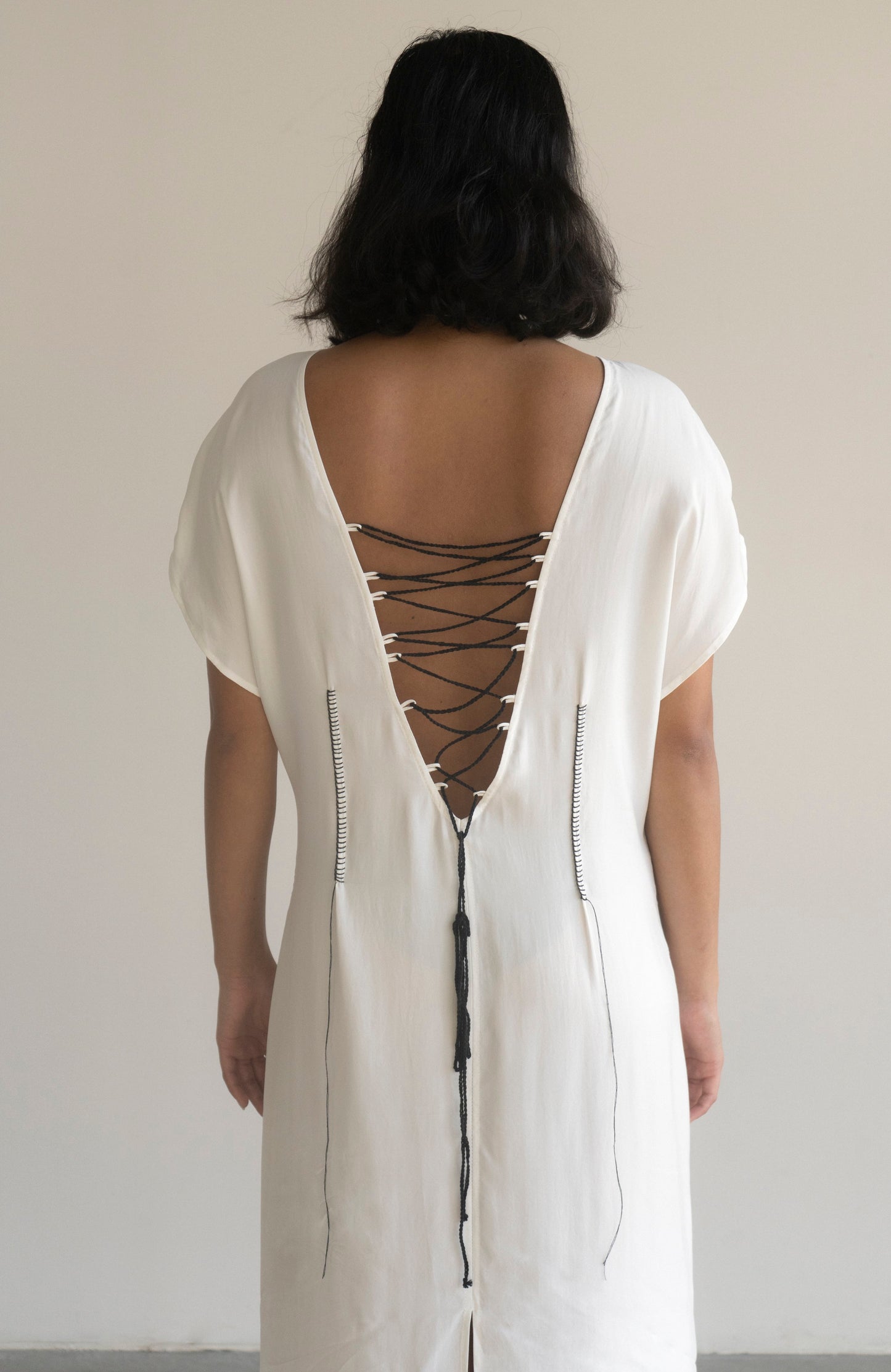 Leontovych White Cupro Handmade Embroidery Dress