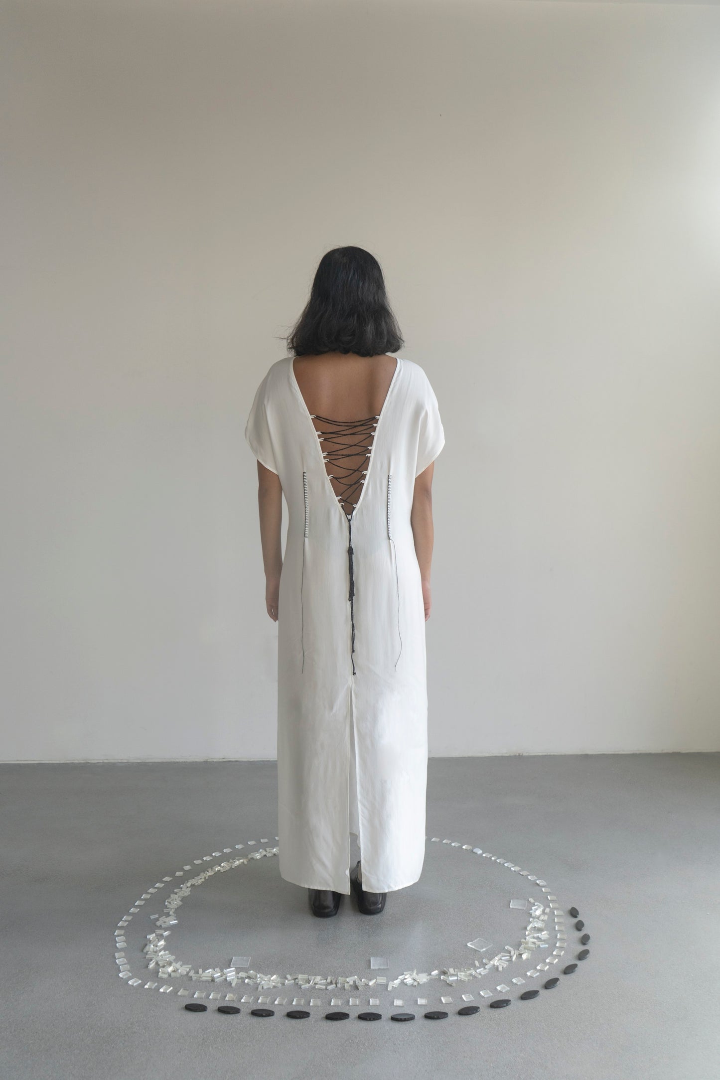 Leontovych White Cupro Handmade Embroidery Dress