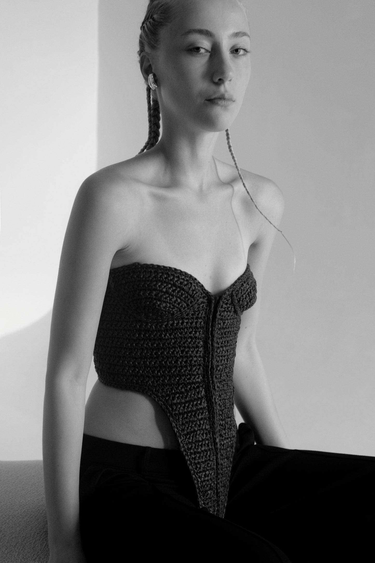 Pyrogov Black Rafia Handmade Crochet Corset