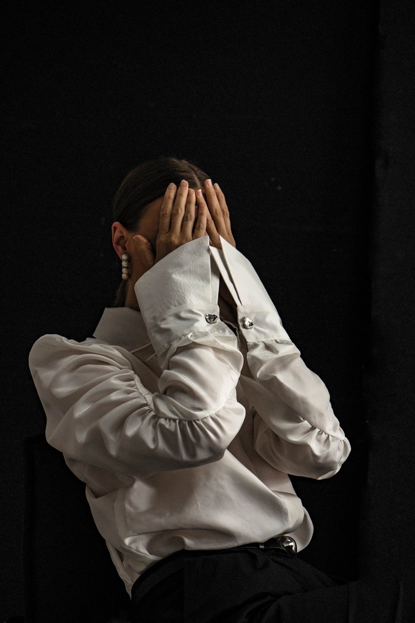 Pure Silk White Cuffs Blouse
