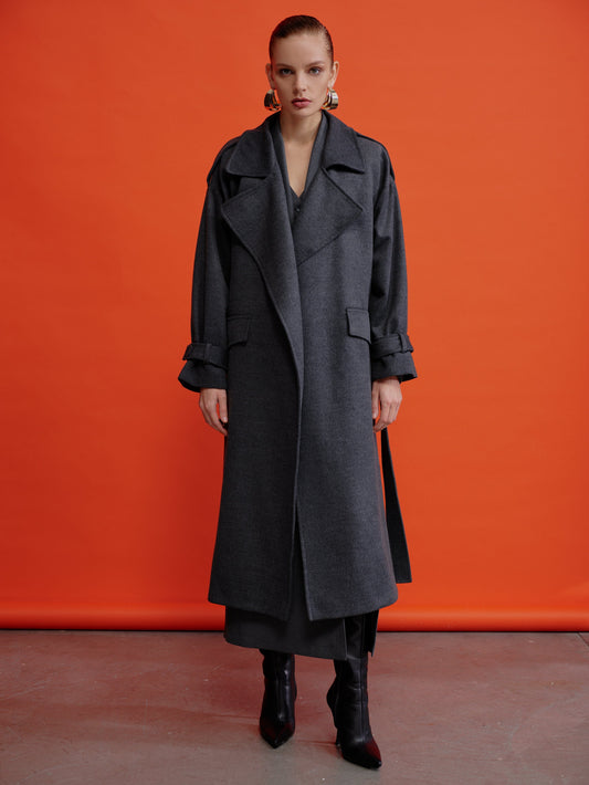Laura Cashmere Coat in Grey Coats & Jackets Nazli Ceren