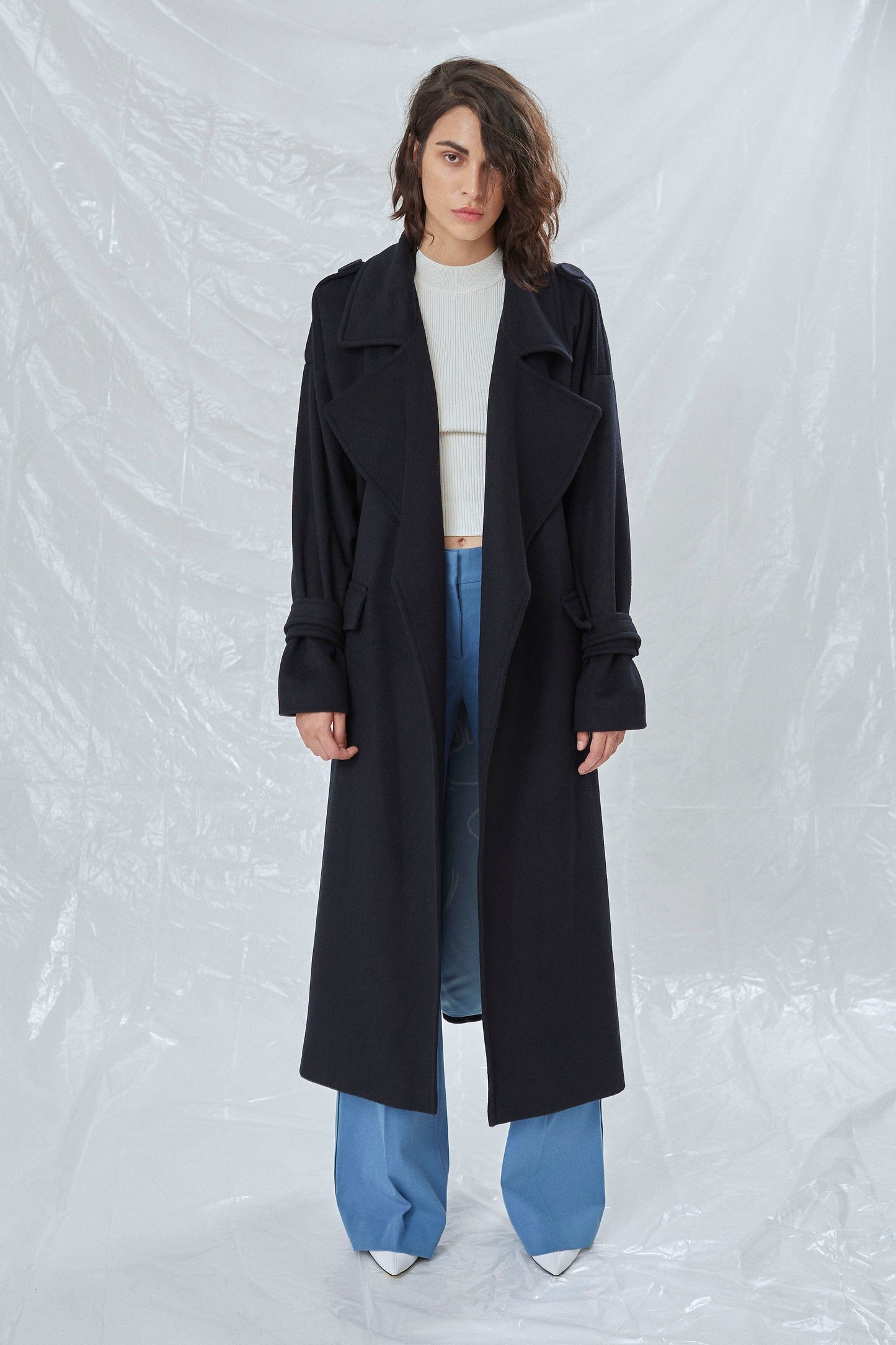 Laura Oversized Coat in Navy Blue Nazli Ceren