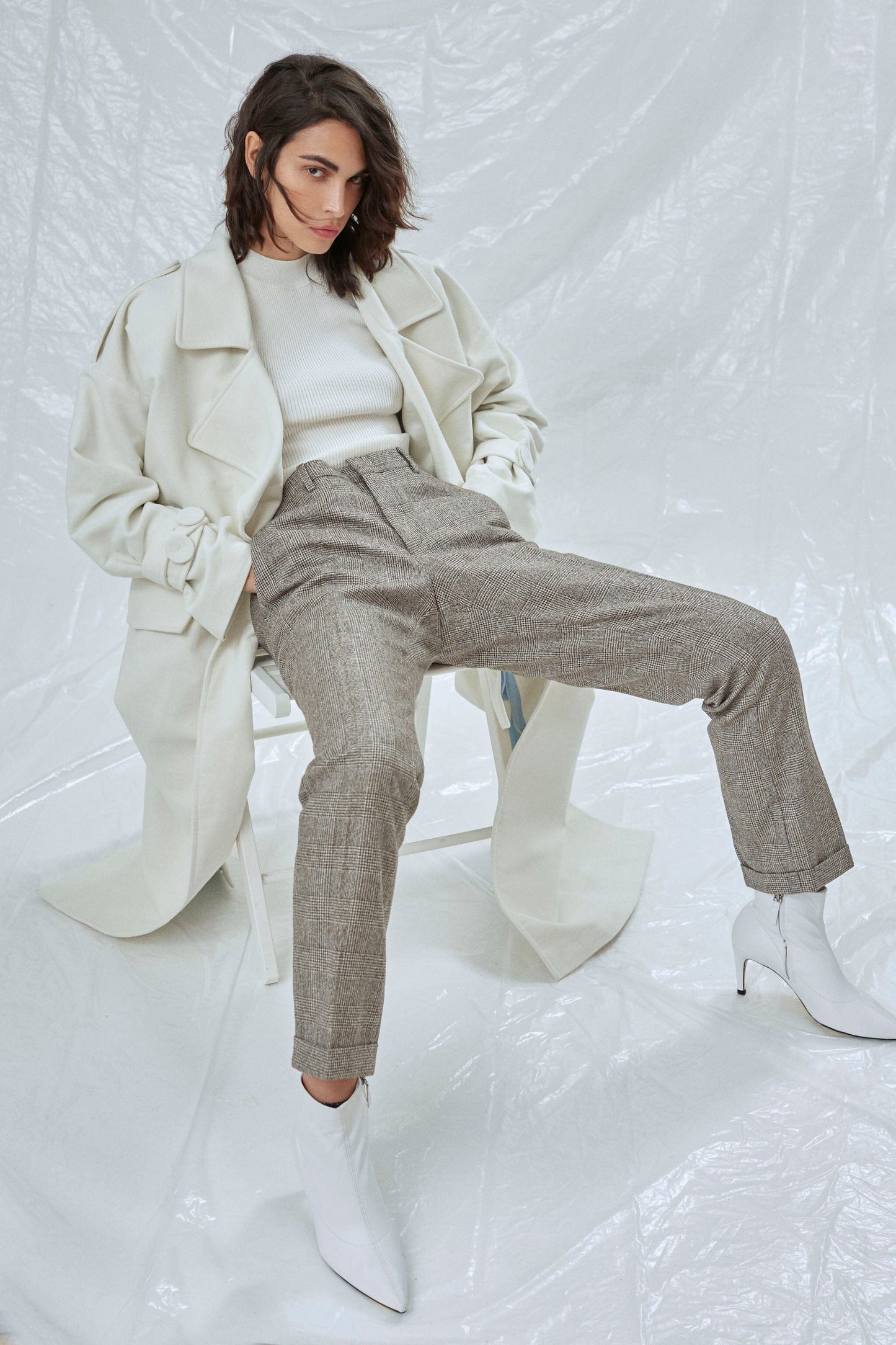 Laura Oversized Coat in White Nazli Ceren