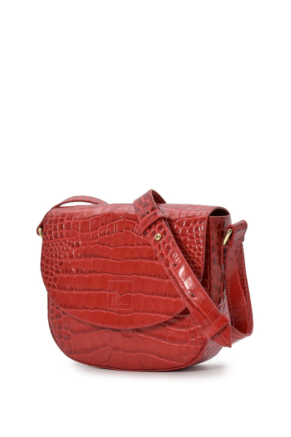 Leandra Red Coconut Embossed Leather Flap Crossbody Bag Handbags Leandra