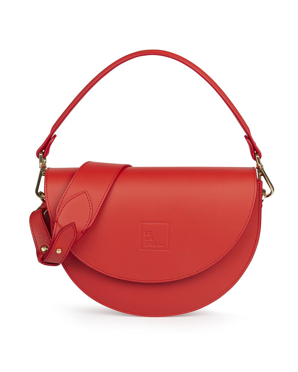 Leather Saddle bag - Red Handbags Leandra