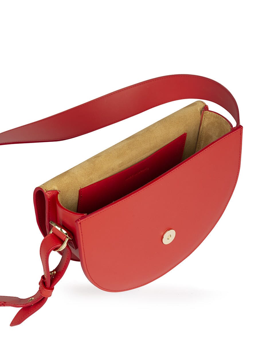 Leather Saddle bag - Red Handbags Leandra