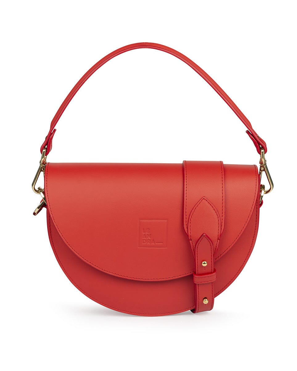 Leather Saddle bag - Red Handbags Leandra