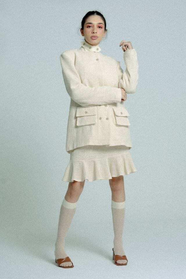 Light Weight Cotton Knit High Waist Skirt with Ruffled Hem Sand Skirt Relax Baby Be Cool