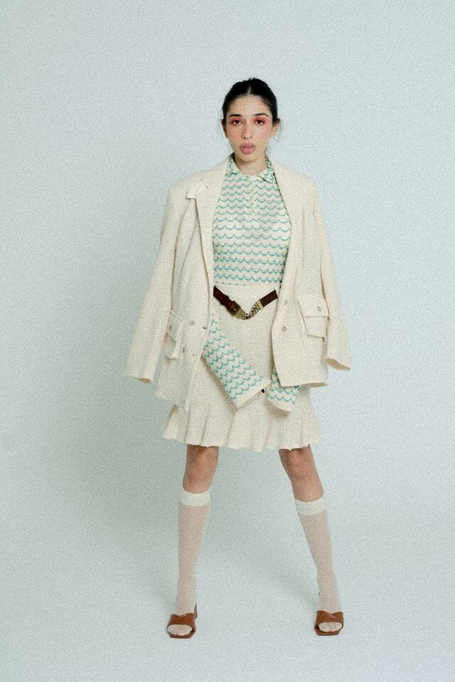 Light Weight Cotton Knit High Waist Skirt with Ruffled Hem Sand Skirt Relax Baby Be Cool