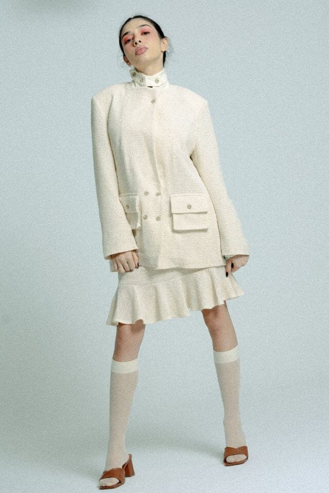 Light Weight Cotton Knit High Waist Skirt with Ruffled Hem Sand Skirt Relax Baby Be Cool