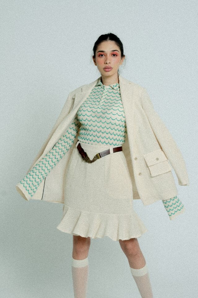 Light Weight Cotton Knit High Waist Skirt with Ruffled Hem Sand Skirt Relax Baby Be Cool