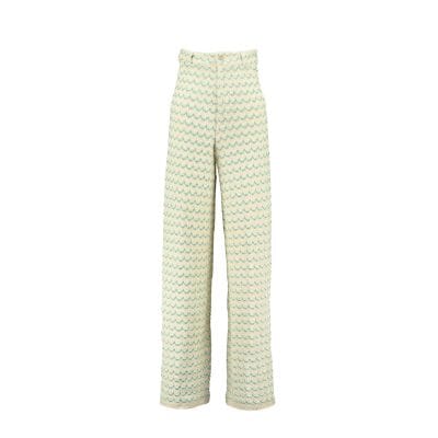 Light Weight Cotton Knit Long Wide Trousers Green Trousers Women Relax Baby Be Cool