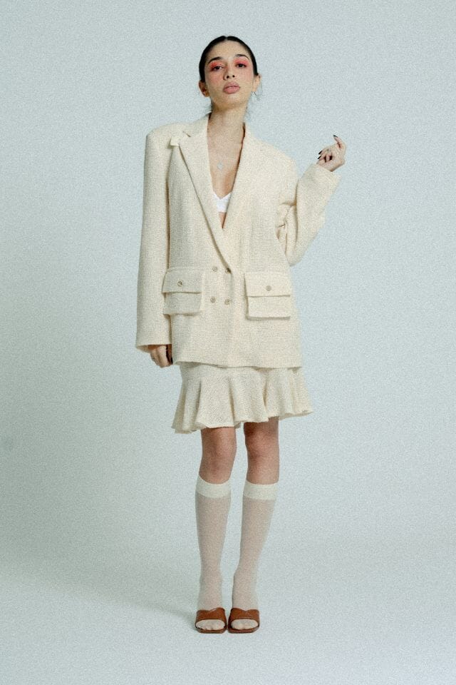 Light Weight Cotton Knit Oversized Blazer Sand Blazer Women Relax Baby Be Cool