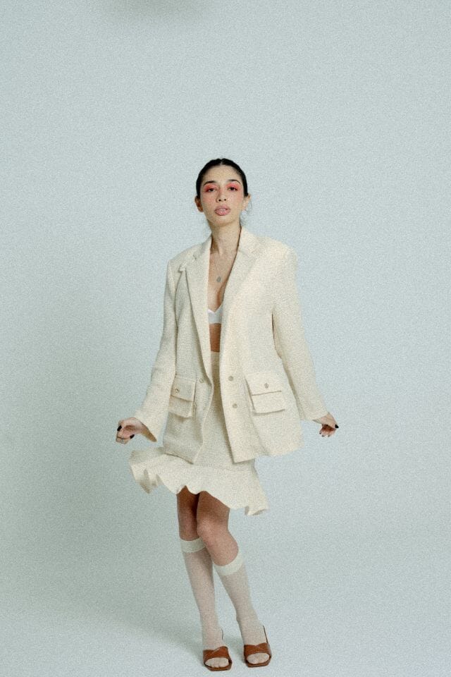 Light Weight Cotton Knit Oversized Blazer Sand Blazer Women Relax Baby Be Cool