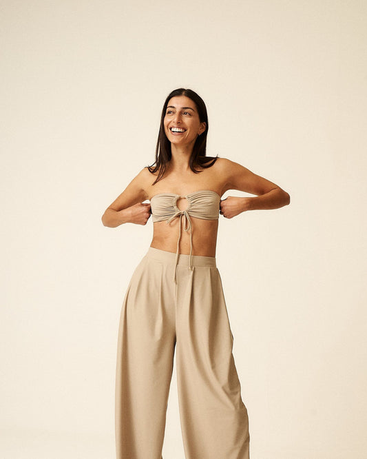Loyola Lace up Multiway Bikini Top - Clay Bikini Top 710 Studio