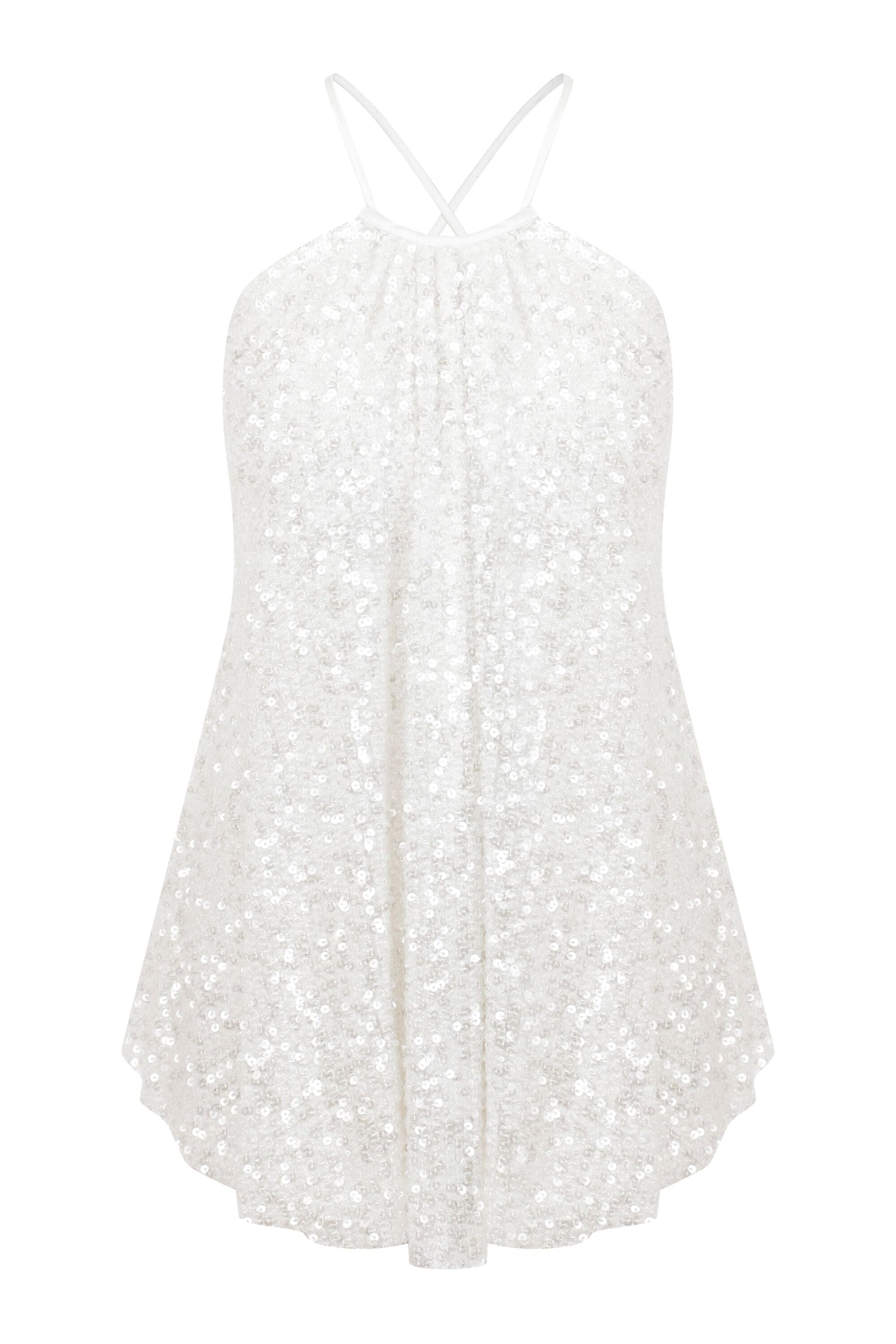 Lycee Sequin Top in Crysyal White Nazli Ceren