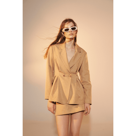 Marde Tailored Jacket in Almond Buff Coats & Jackets Nazli Ceren