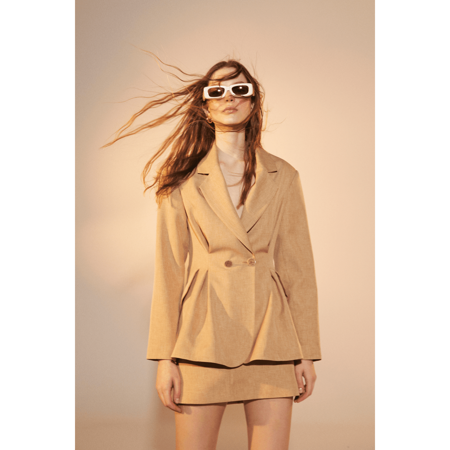 Marde Tailored Jacket in Almond Buff Coats & Jackets Nazli Ceren