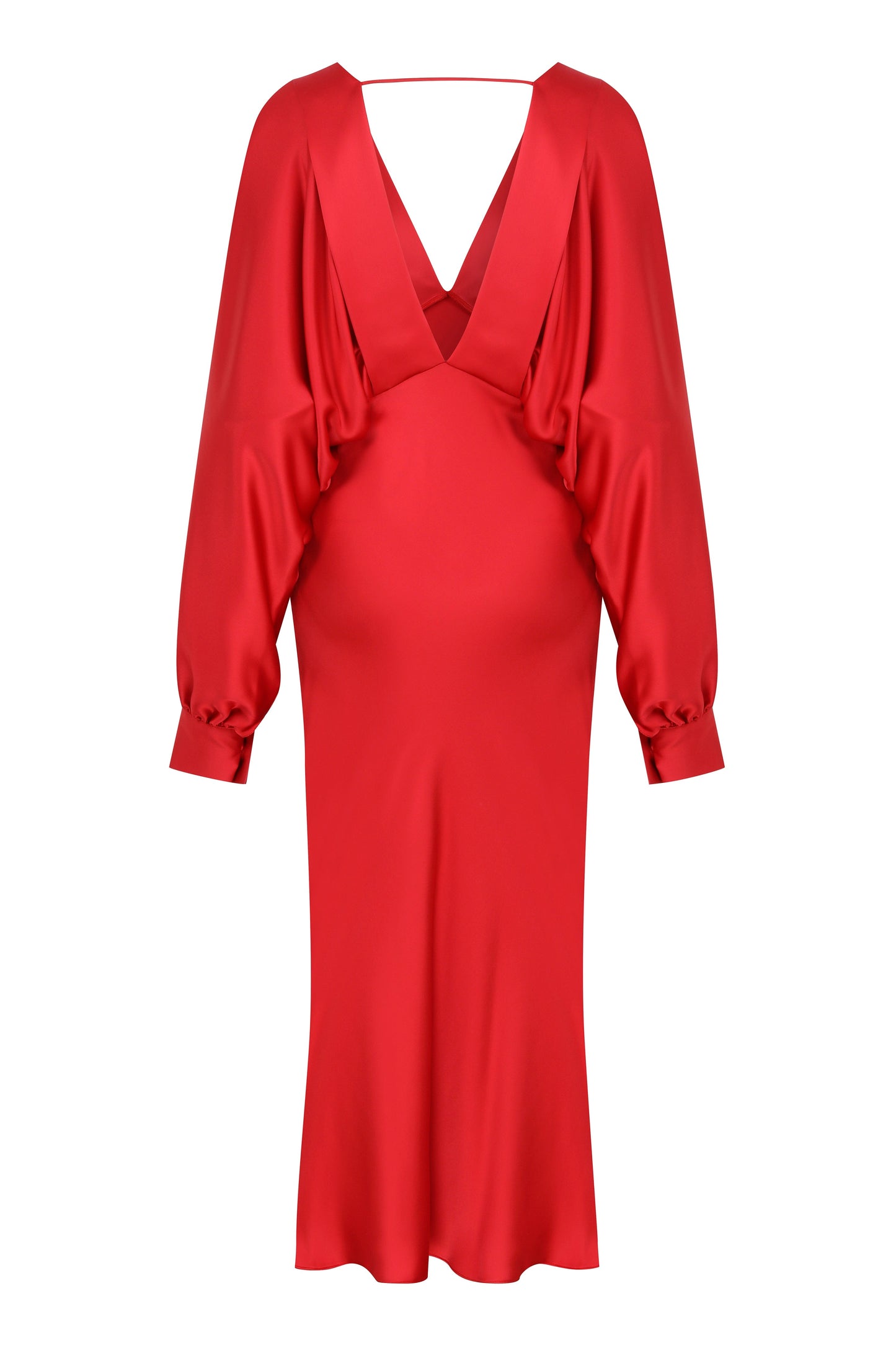 Mila V Neck Satin Dress in Red Nazli Ceren