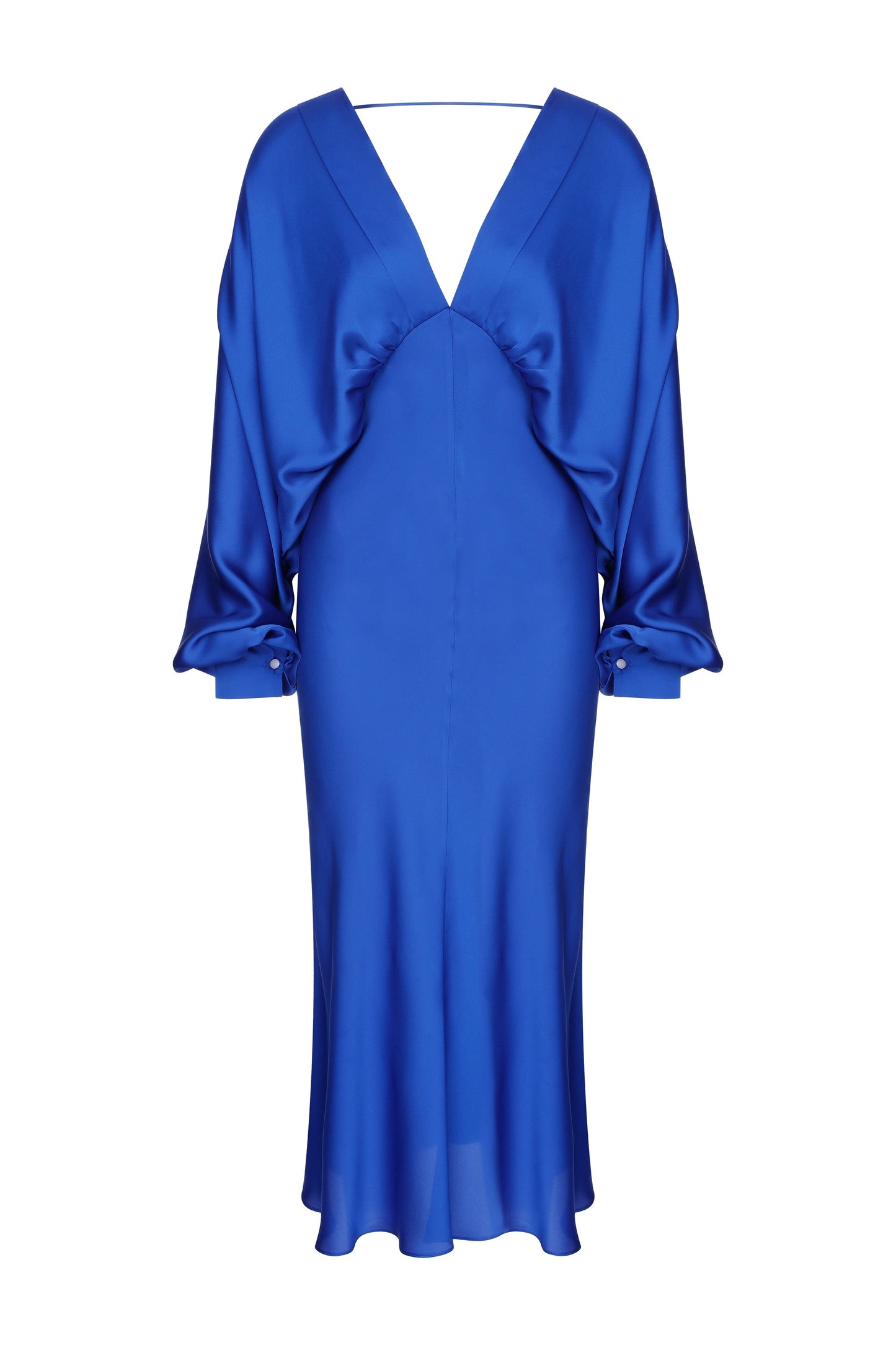 Mila V neck Satin Dress in Sax Dresses Nazli Ceren