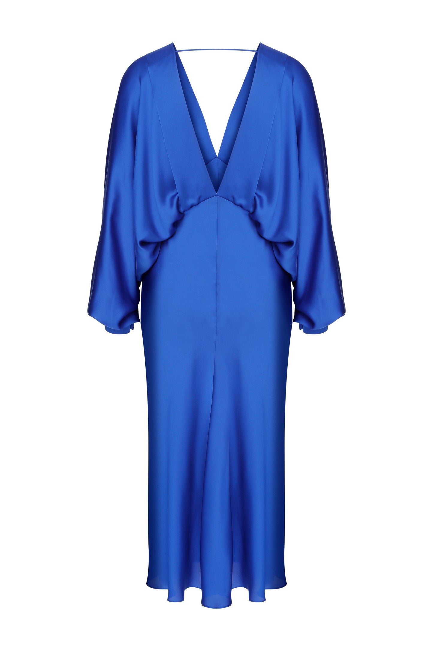 Mila V neck Satin Dress in Sax Dresses Nazli Ceren