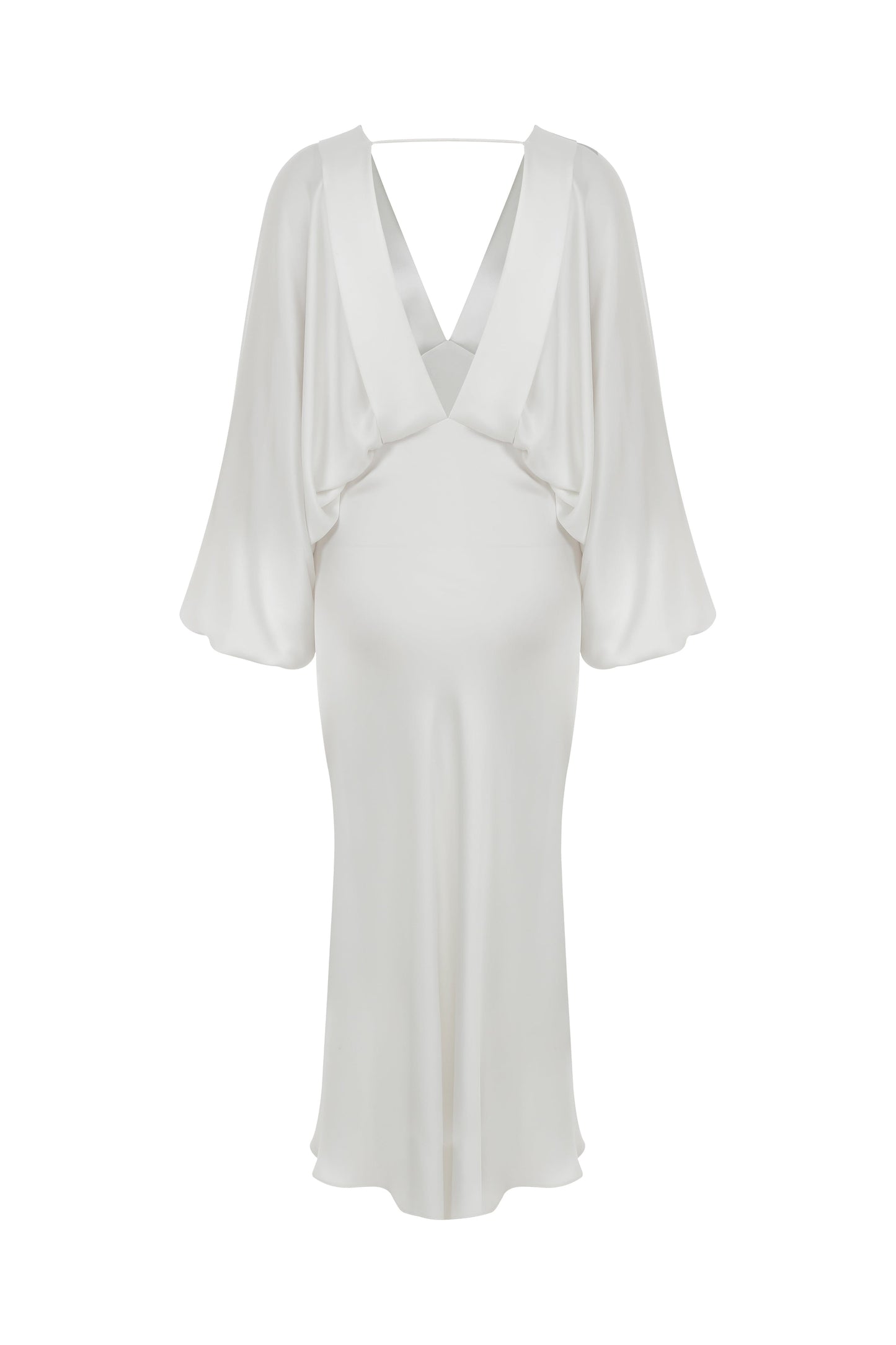 Mila V neck Satin Dress in White Nazli Ceren