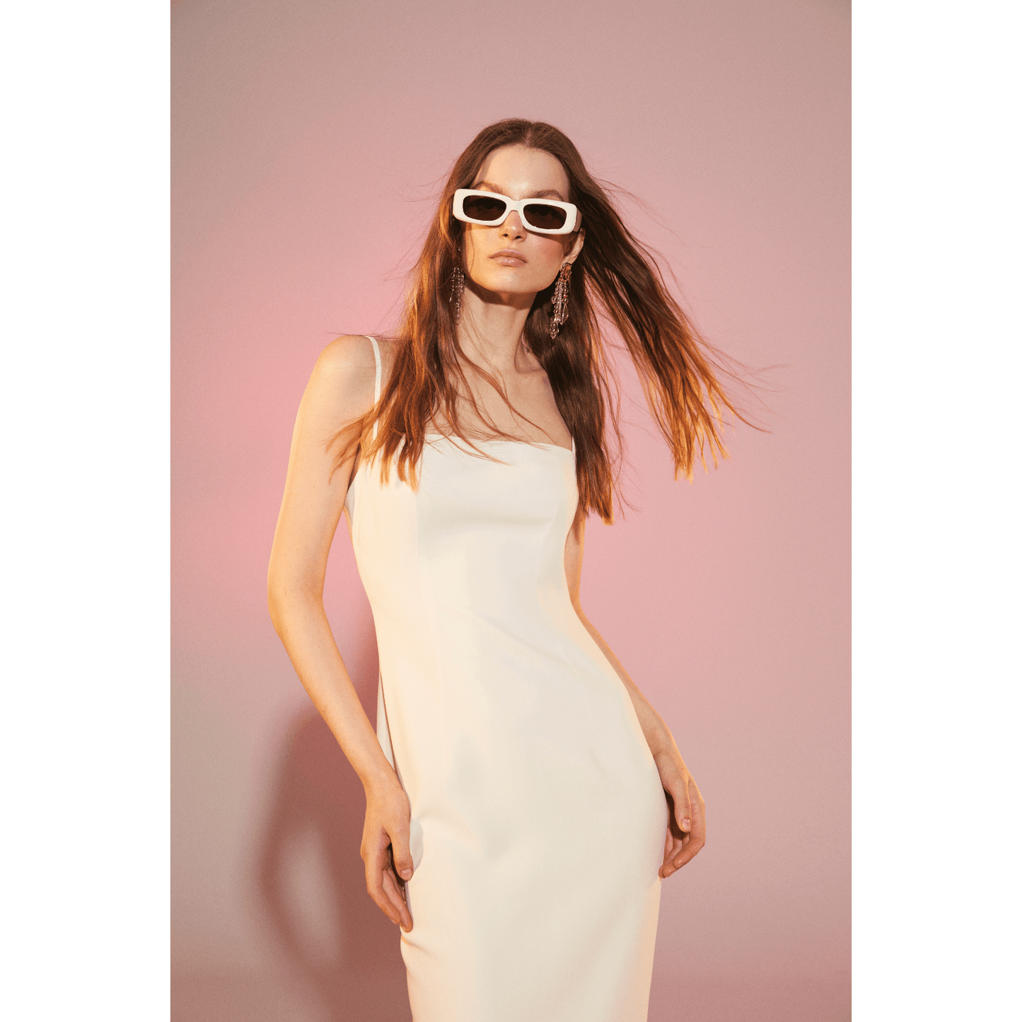 Miles Crepe Midi Dress in Vanilla Ice Nazli Ceren