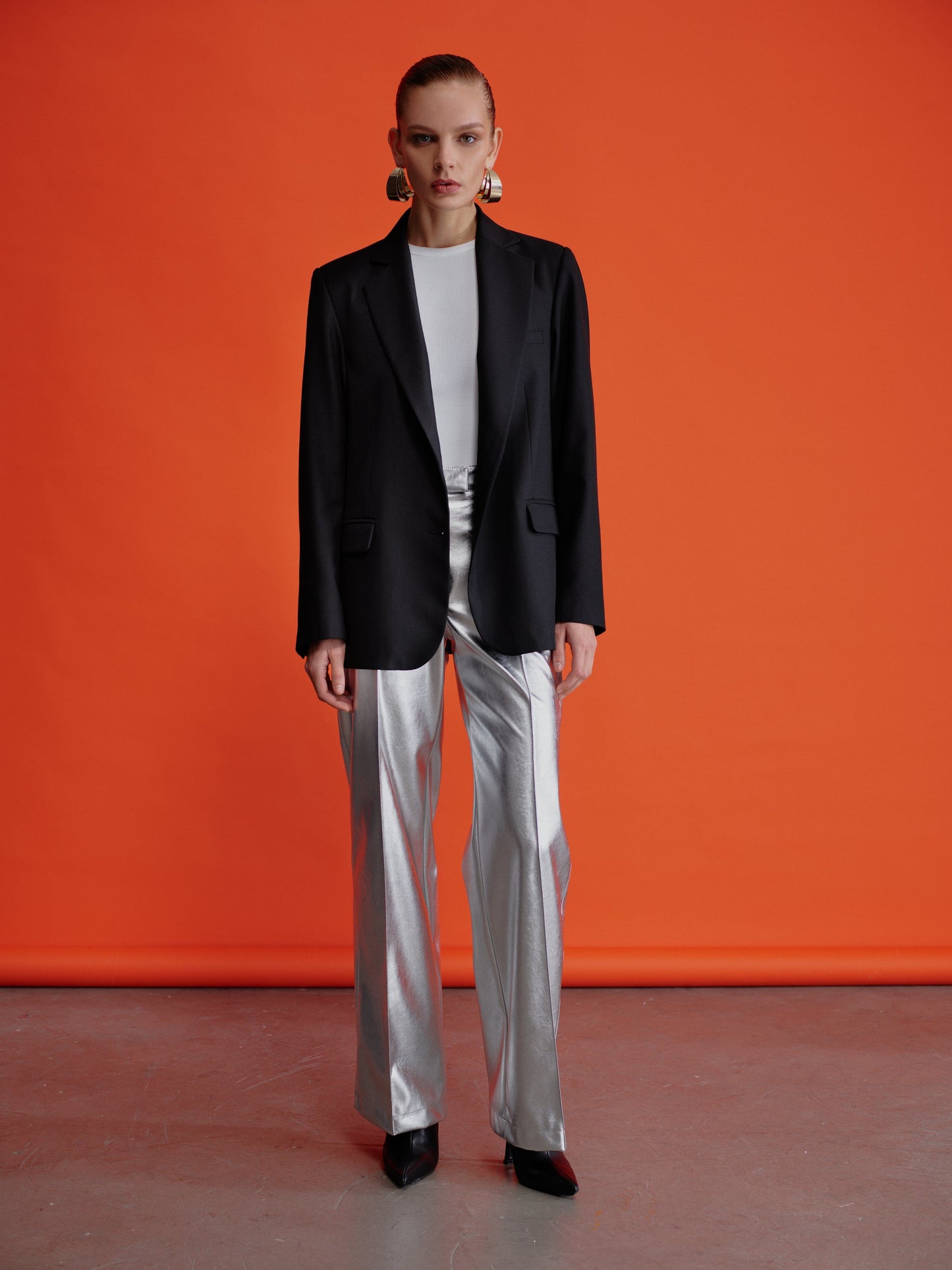 Millie Vegan Leather Straight Cut Trousers Pants Nazli Ceren