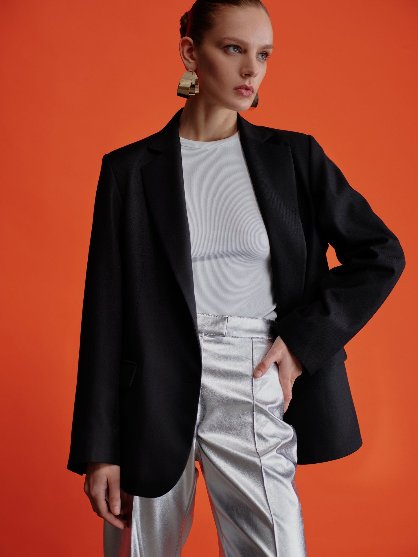 Millie Vegan Leather Straight Cut Trousers Pants Nazli Ceren
