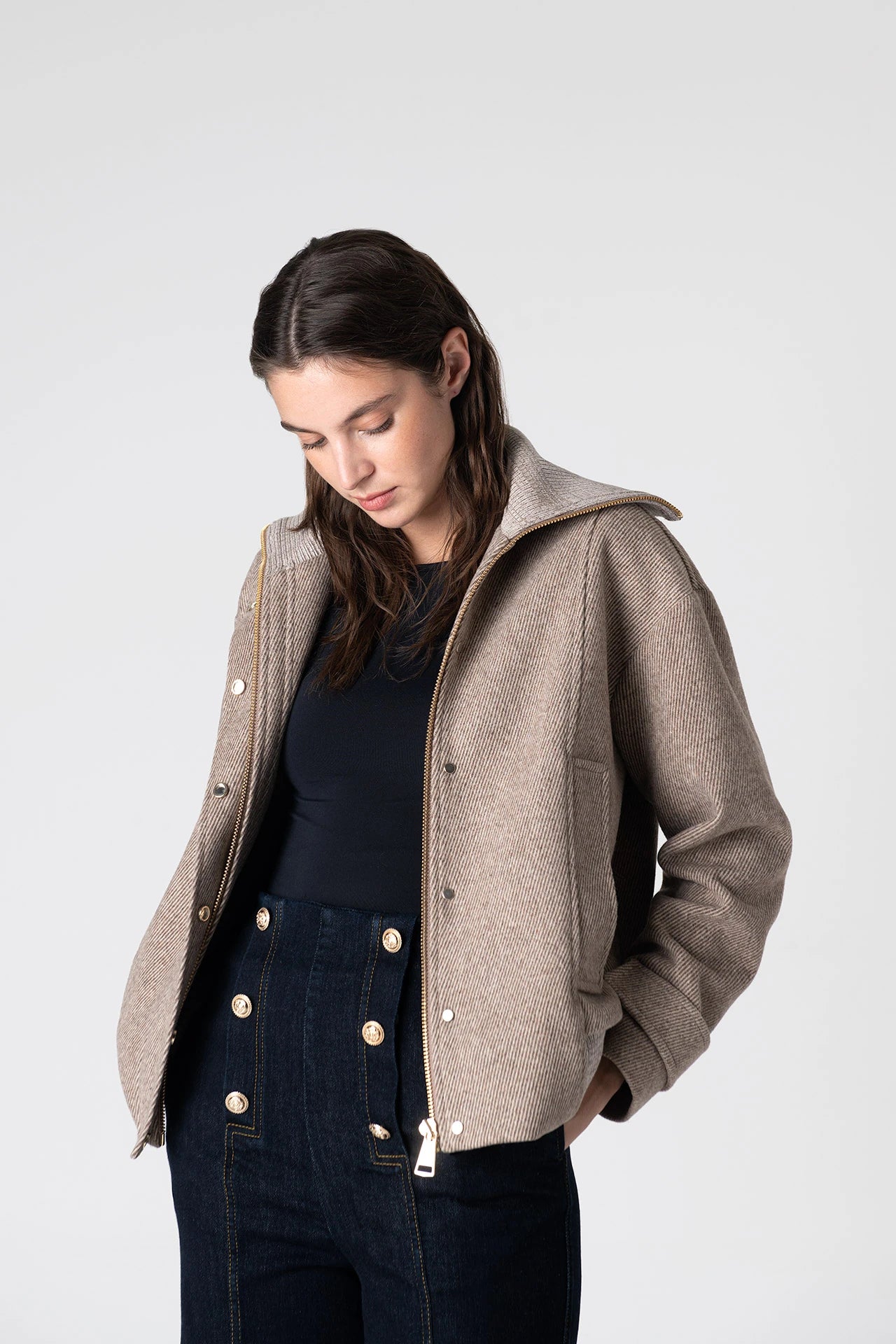 Grace Knit Collar Short Coat