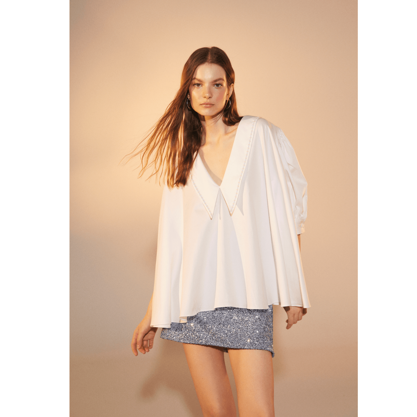 Poppy Ruffled Cotton Shirt Shirts & Tops Nazli Ceren