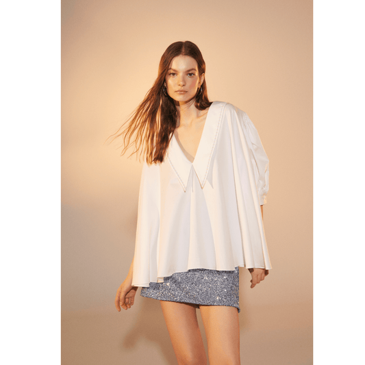 Poppy Ruffled Cotton Shirt Shirts & Tops Nazli Ceren