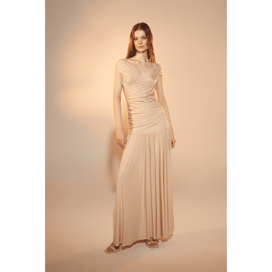 Purley Jersey Long Dress in Cuban Sand Maxi Dress Nazli Ceren