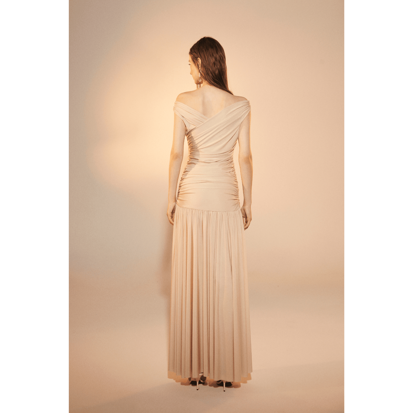 Purley Jersey Long Dress in Cuban Sand Maxi Dress Nazli Ceren