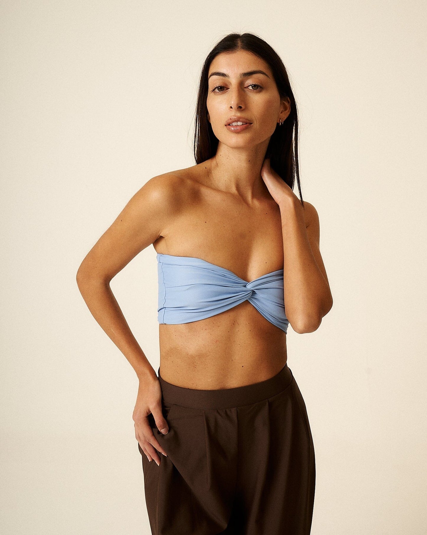 Raquel Twist Bikini Top in Aqua Blue (Limited Edition) Bikini Top 710 Studio