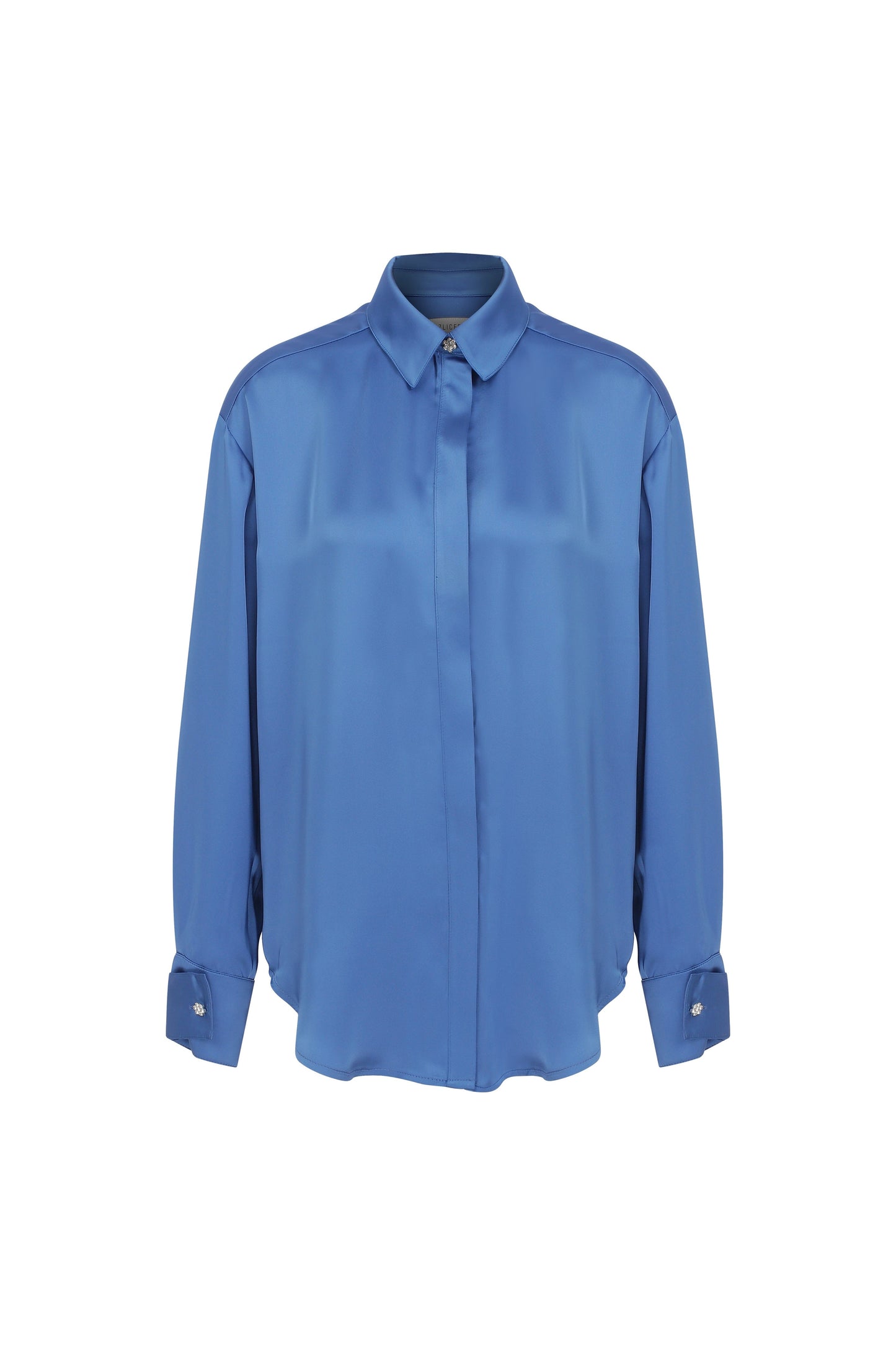 Ravenna Satin Shirt in French Blue Shirts & Tops Nazli Ceren