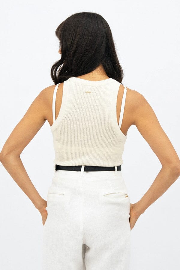 Sao Paulo Racer Knitted Top White Tank Tops 1 People