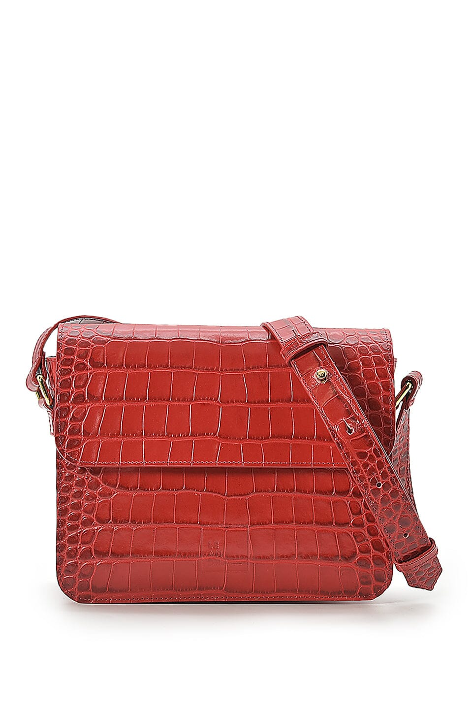 Square shoulder bag with printed red leather flap Crossbody Bags Leandra