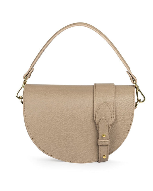 Textured Leather Saddle bag - Taupe Handbags Leandra