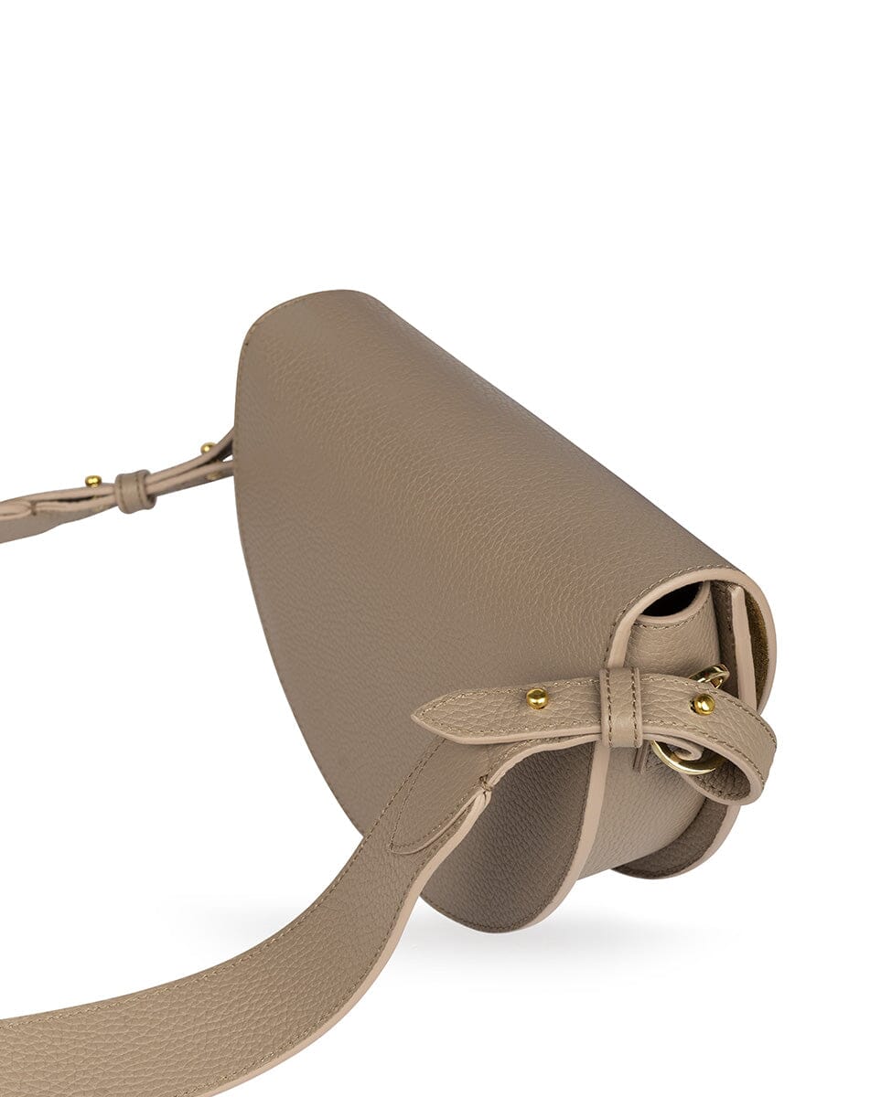 Textured Leather Saddle bag - Taupe Handbags Leandra