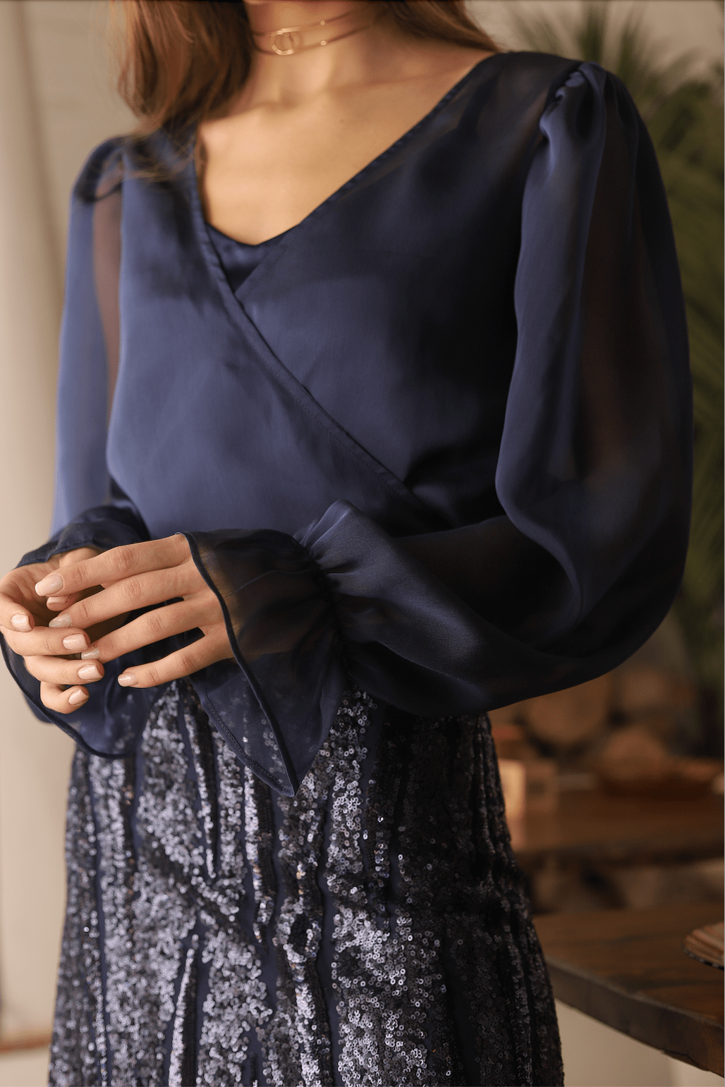 Valeria Navy Blouse Blouses Montilitas