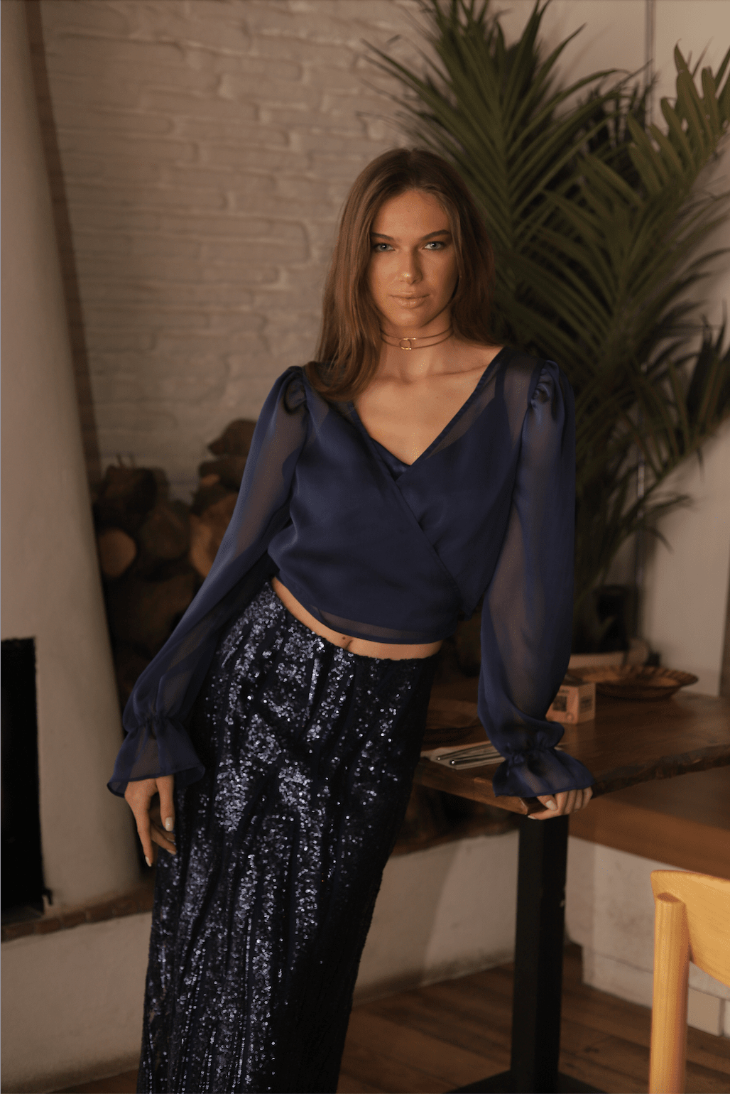 Valeria Navy Blouse Blouses Montilitas