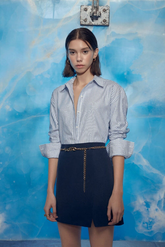 Vance Mini Skirt in Navy Blue Nazli Ceren