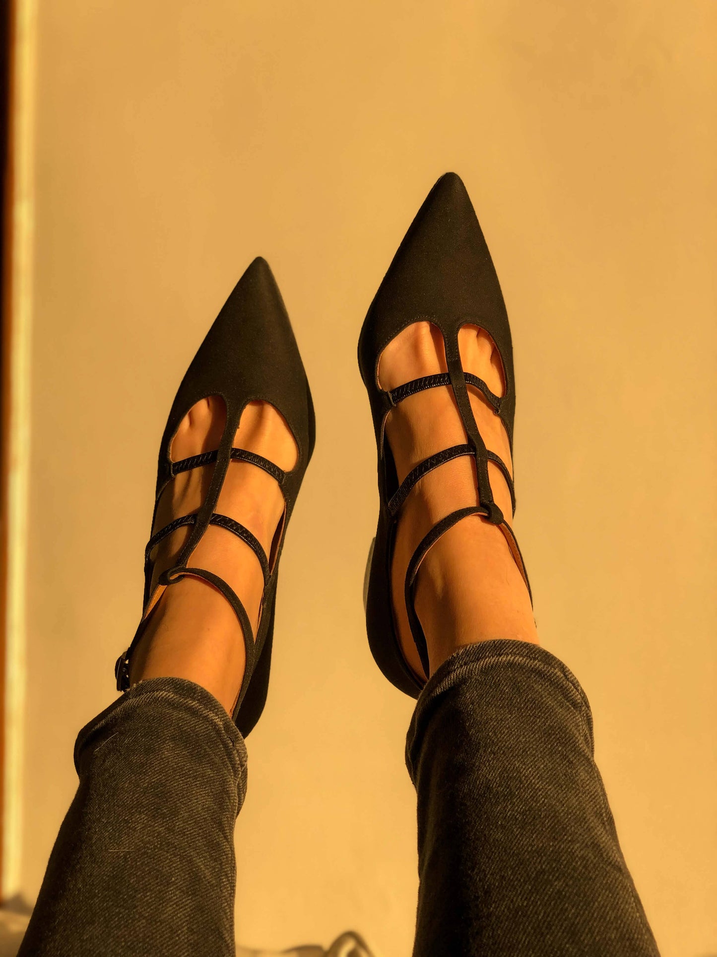 Wednesday black midi vegan Heels Sandals Momoc Shoes