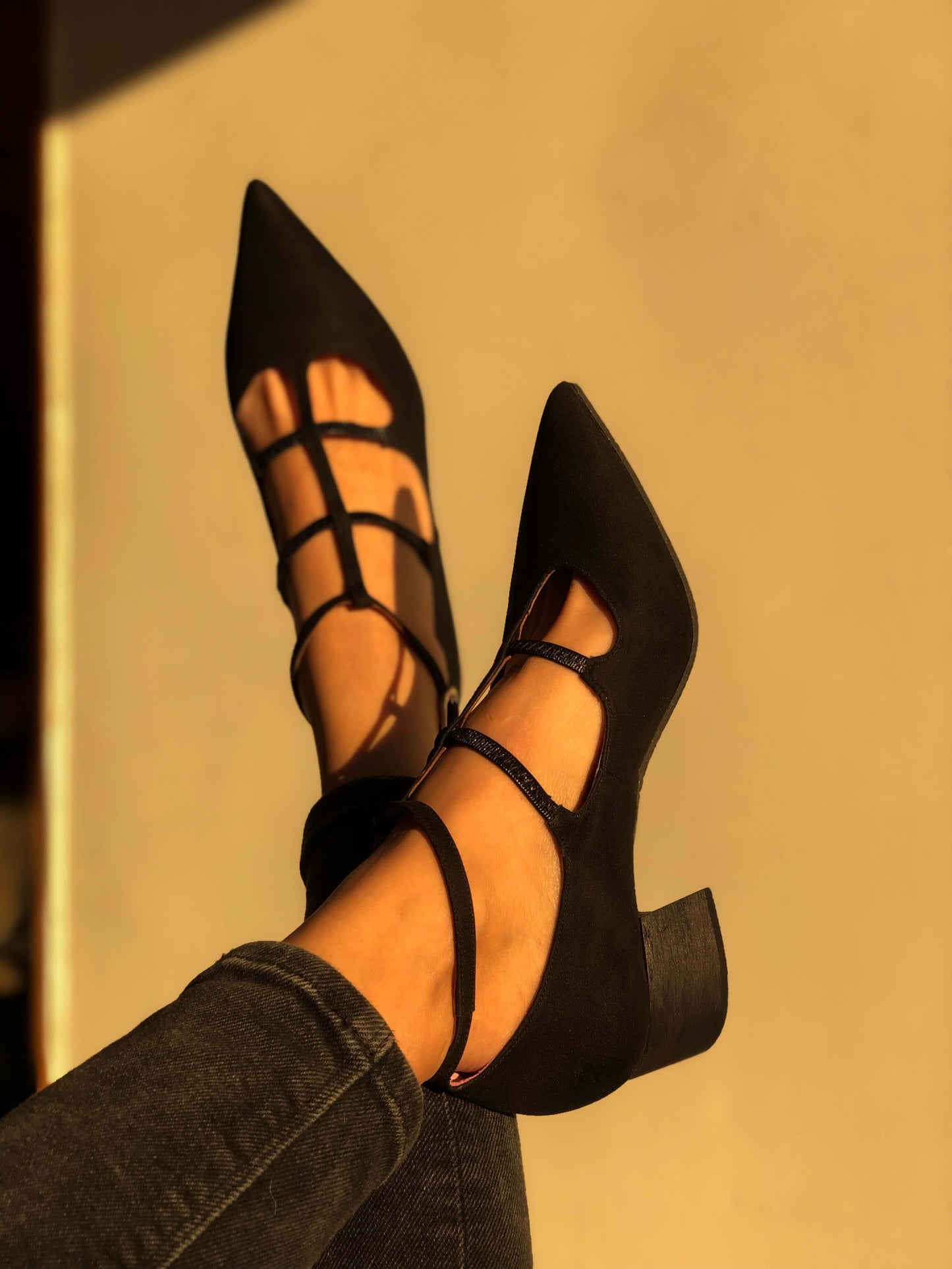Wednesday black midi vegan Heels Sandals Momoc Shoes