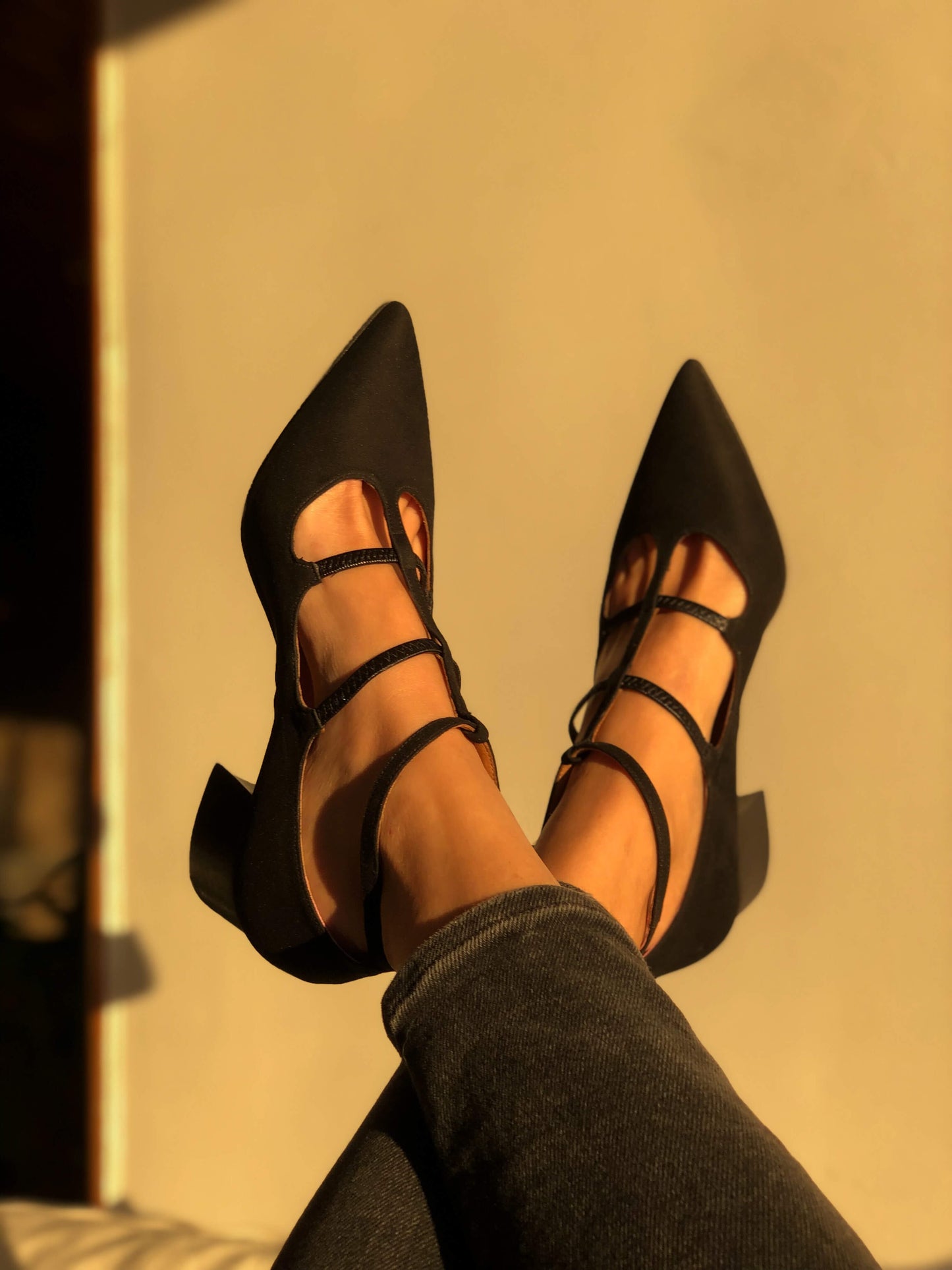 Wednesday black midi vegan Heels Sandals Momoc Shoes