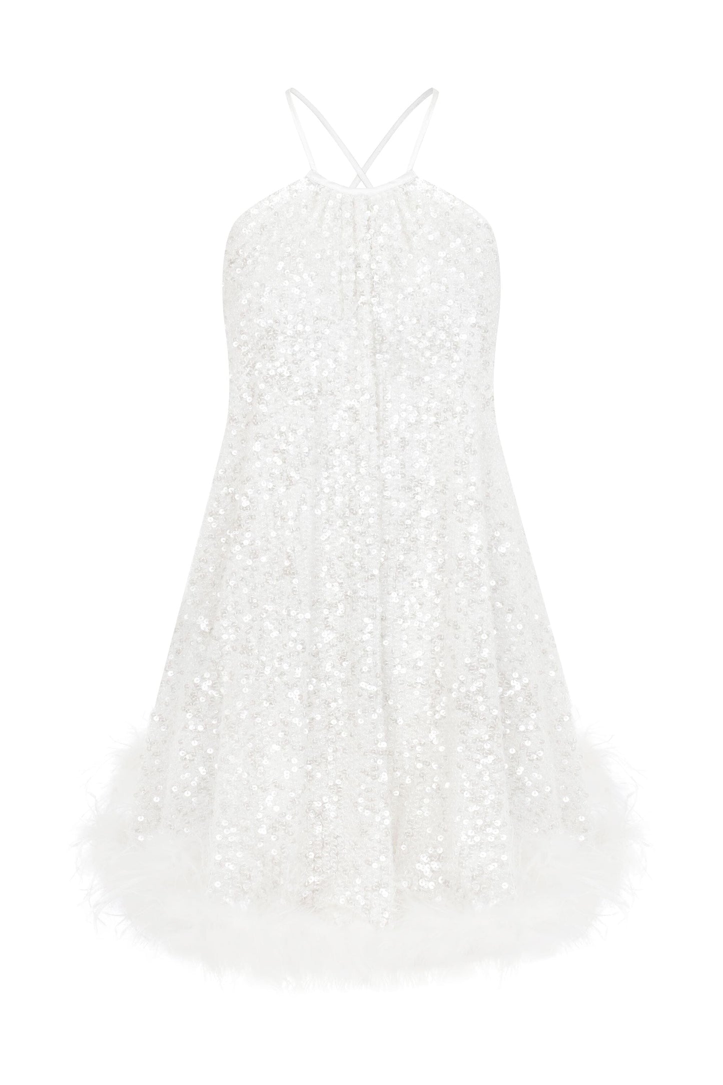 Yvonne Sequin Mini Dress in Crystal White Dresses Nazli Ceren