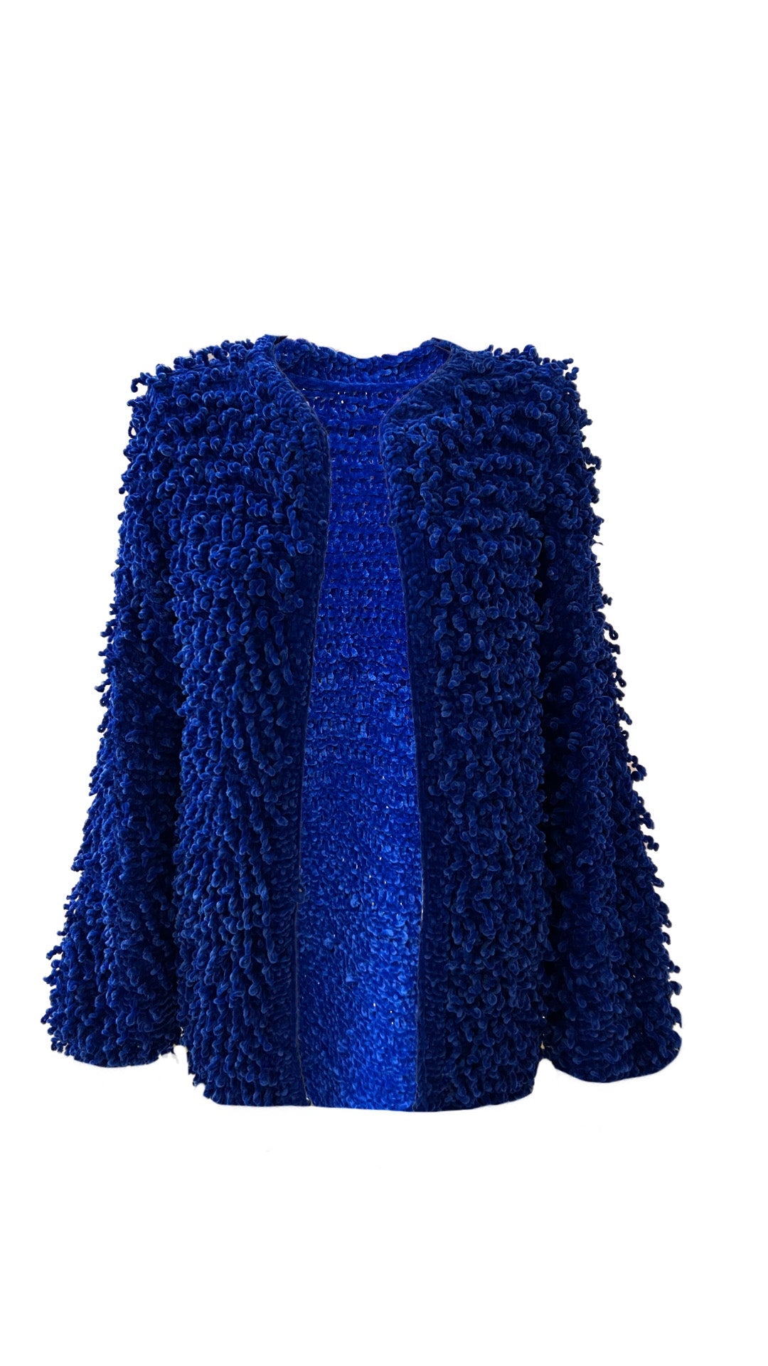 Blue hand made boucle cardigan