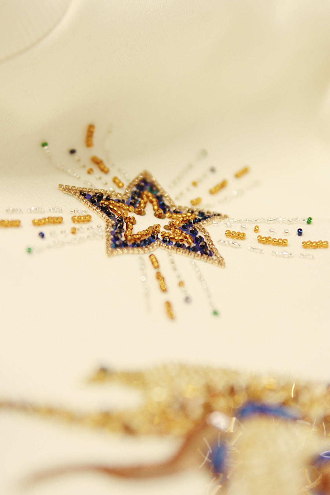 White Sweatshirt Universe with handmade embroidery