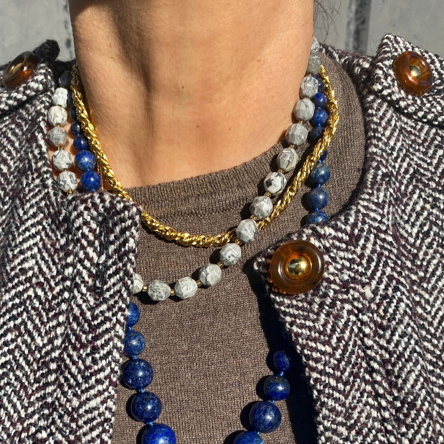 Square Gray Jasper Necklace